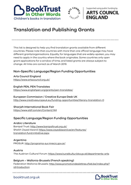 Translation and Publishing Grants