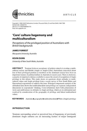 'Core' Culture Hegemony and Multiculturalism