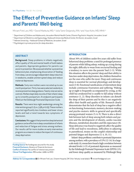 The Effect of Preventive Guidance on Infants' Sleep and Parents' Well-Being