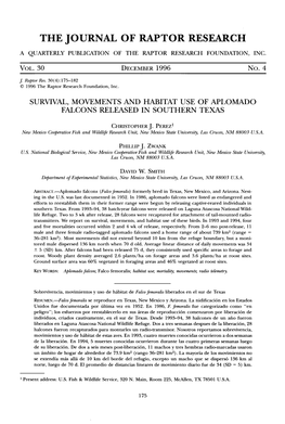 Survival, Movements and Habitat Use of Aplomado Falcons Released in Southern Texas