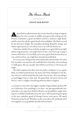 The Green Flash — an Essay by — Crissy Van Meter