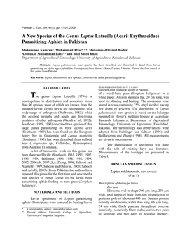 A New Species of the Genus Leptus Latreille (Acari : Erythraeidae