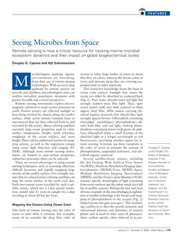 Seeing Microbes from Space Remote Sensing Is Now a Critical Resource for Tracking Marine Microbial Ecosystem Dynamics and Their Impact on Global Biogeochemical Cycles