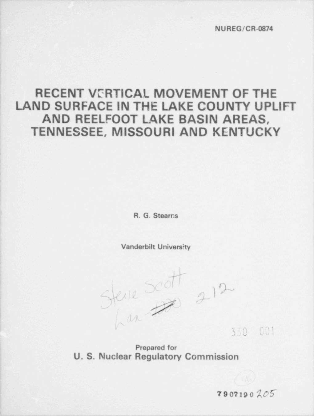 Recent Vertical Movement of Land