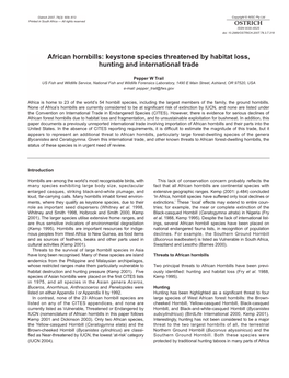 African Hornbills: Keystone Species Threatened by Habitat Loss, Hunting and International Trade