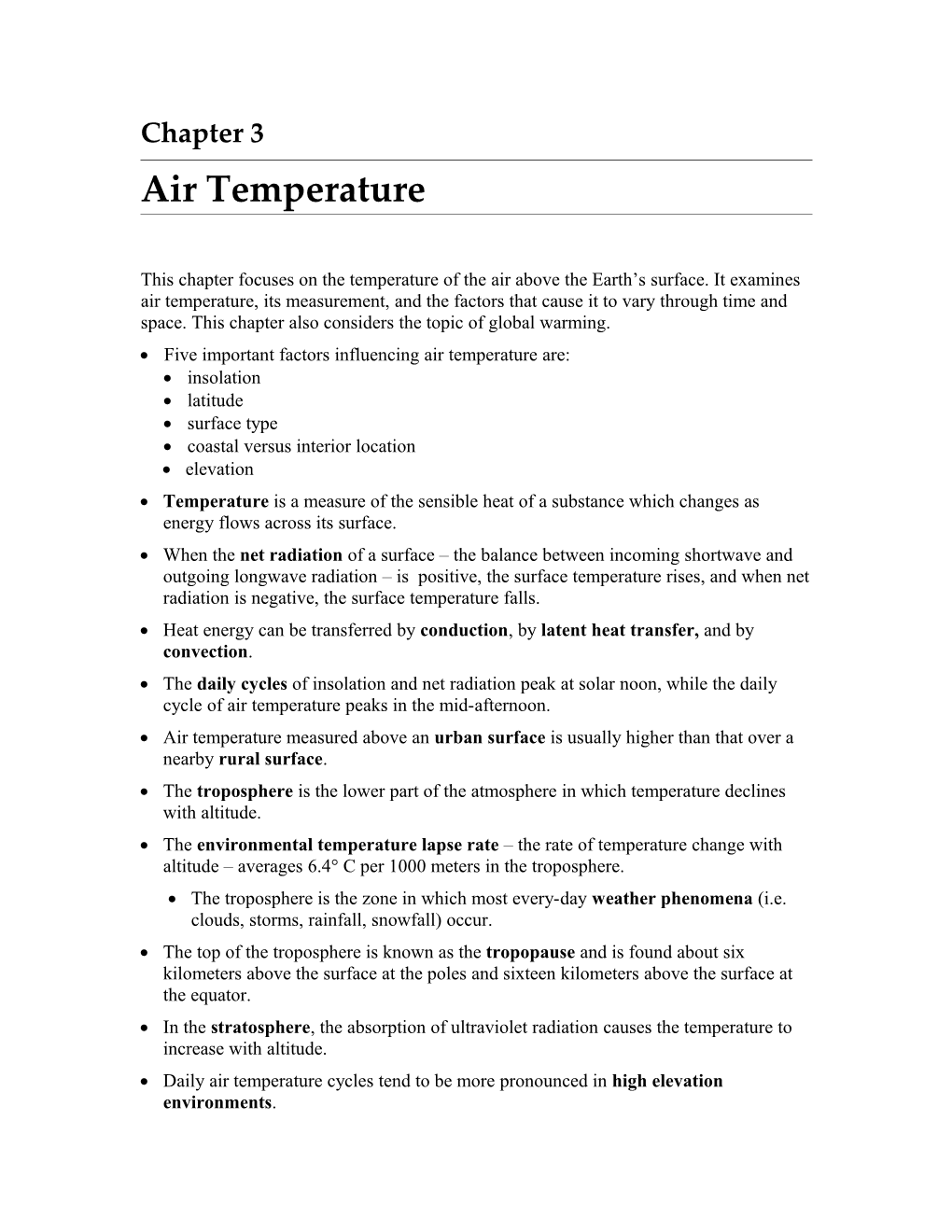 Five Important Factors Influencing Air Temperature Are