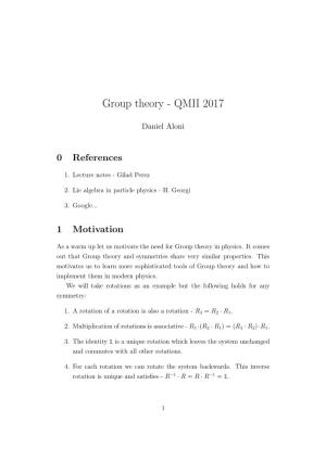 Group Theory - QMII 2017