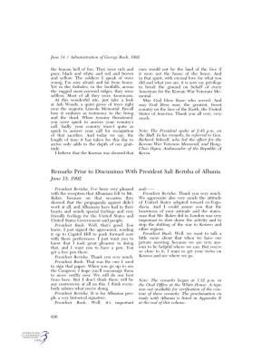 Remarks Prior to Discussions with President Sali Berisha of Albania June 15, 1992