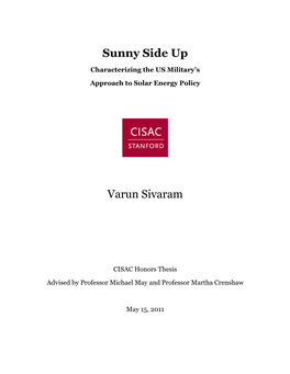 Sunny Side up Varun Sivaram