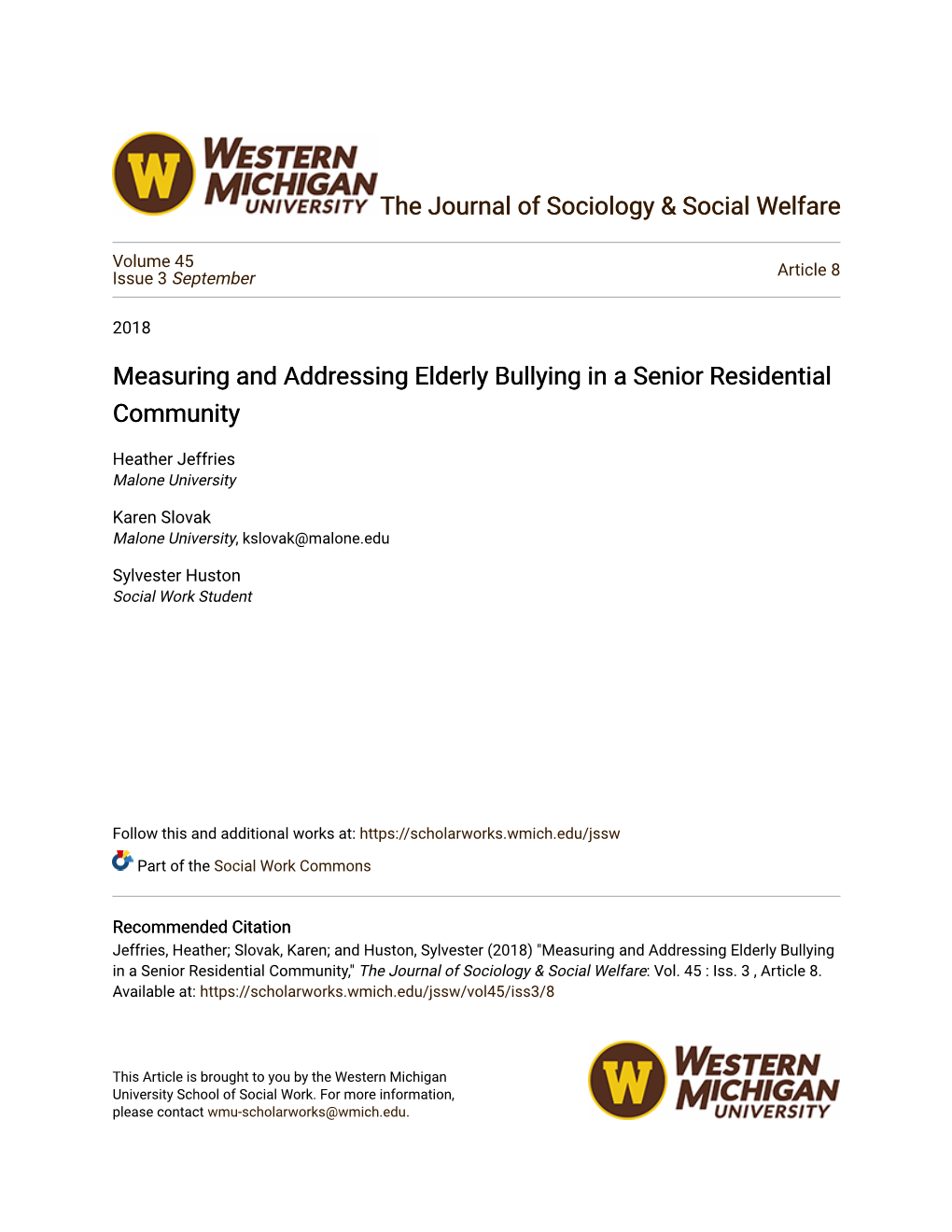 Measuring and Addressing Elderly Bullying in a Senior Residential Community