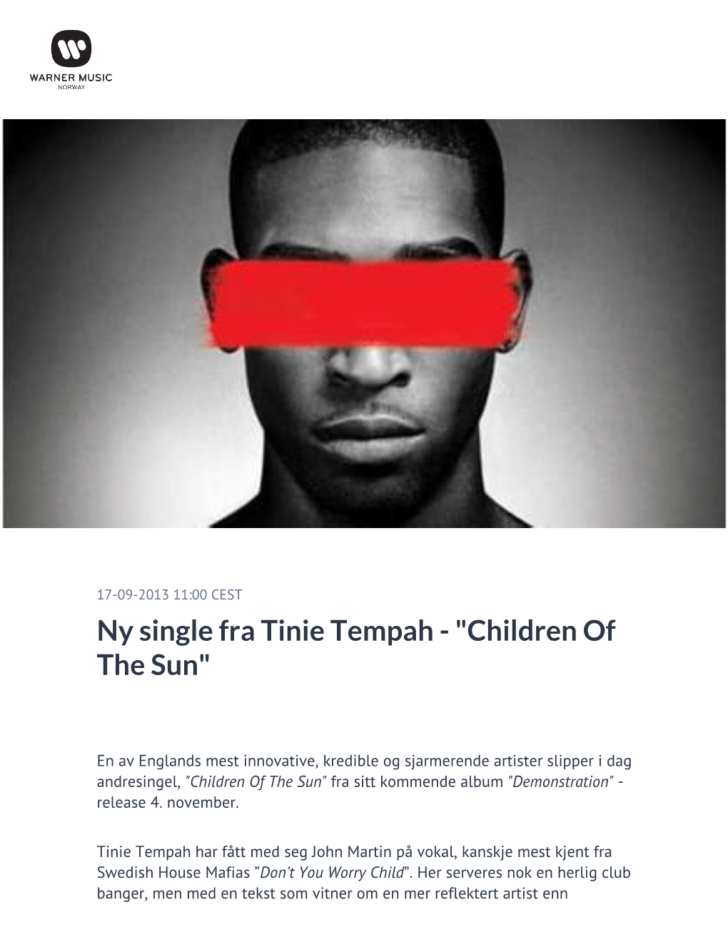 Ny Single Fra Tinie Tempah - 