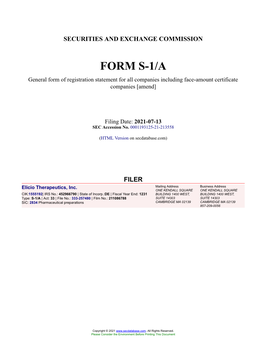 Elicio Therapeutics, Inc. Form S-1/A Filed 2021-07-13