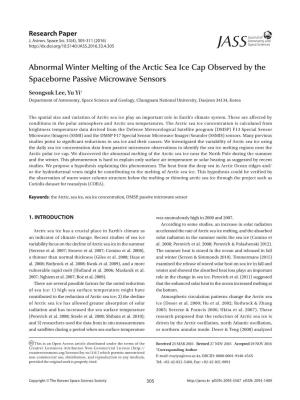 Abnormal Winter Melting of the Arctic Sea Ice Cap Observed by the Spaceborne Passive Microwave Sensors