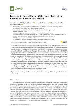 Foraging in Boreal Forest: Wild Food Plants of the Republic of Karelia, NW Russia