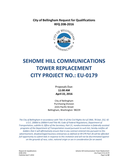 Sehome Hill Communications Tower Replacement City Project No.: Eu-0179