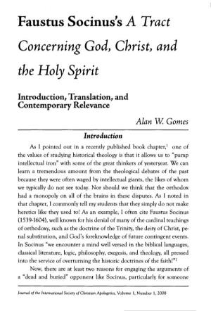 Faustus Socinus's a Tract Concerning God, Christ, and the Holy Spirit