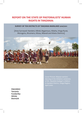 Report on the State of Pastoralists' Human Rights in Tanzania