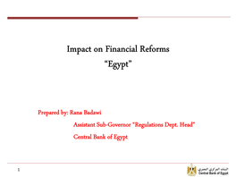 Impact on Financial Reforms “Egypt”