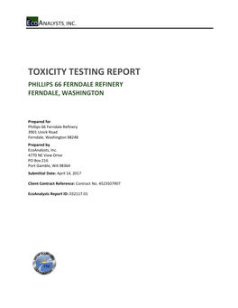 Toxicity Testing Report Phillips 66 Ferndale Refinery Ferndale, Washington