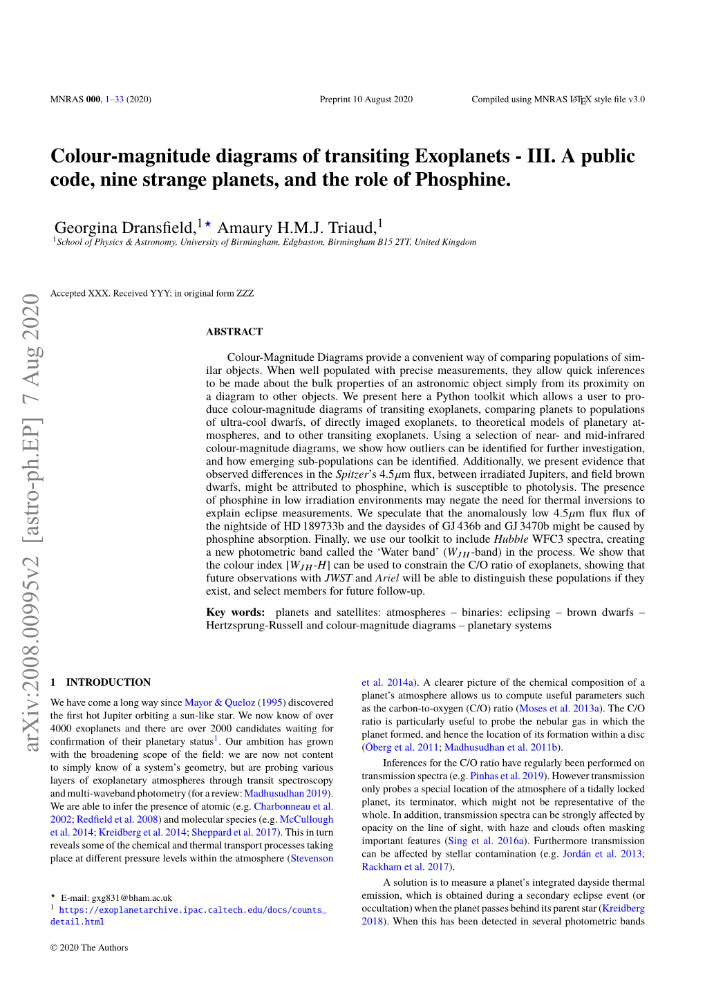 Arxiv:2008.00995V2 [Astro-Ph.EP] 7 Aug 2020 (Öberg Et Al