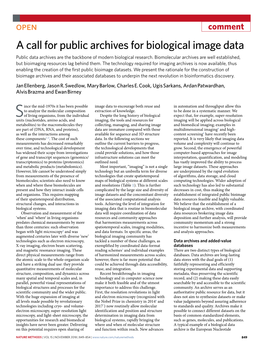 A Call for Public Archives for Biological Image Data Public Data Archives Are the Backbone of Modern Biological Research