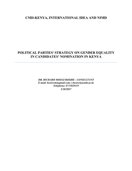 Political Parties' Strategy for Gender Equality in Candidate Nominations