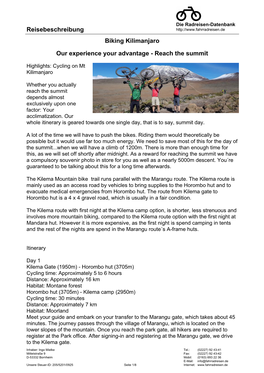 Reisebeschreibung Biking Kilimanjaro Our Experience