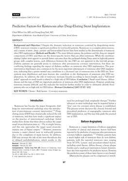 Predictive Factors for Restenosis After Drug-Eluting Stent Implantation