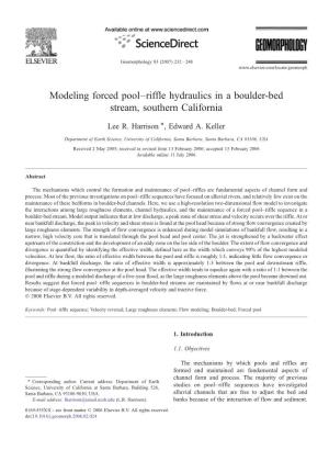 Modeling Forced Pool–Riffle Hydraulics in a Boulder-Bed Stream, Southern California ⁎ Lee R