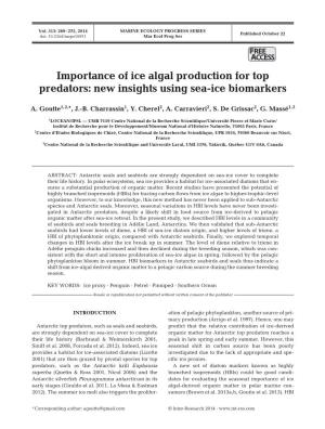 Importance of Ice Algal Production for Top Predators: New Insights Using Sea-Ice Biomarkers