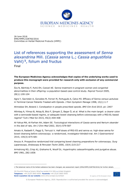 Assessment Report on Senna Alexandrina Mill