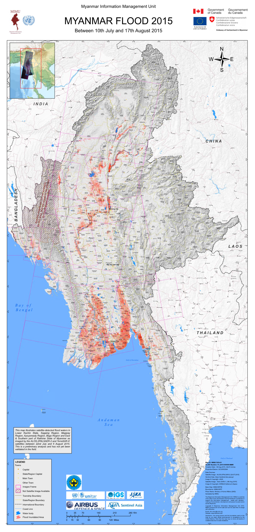 Hazard Map Countrywide Overview Flooded Map in Myanmar