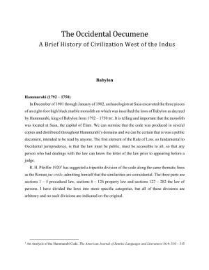 The Occidental Oecumene a Brief History of Civilization West of the Indus