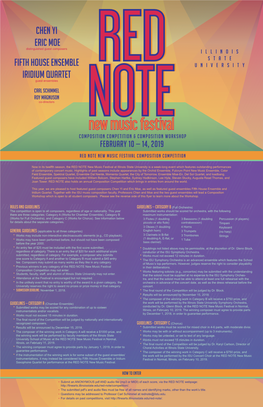 New Music Festival COMPOSITION COMPETITION & COMPOSITION WORKSHOP FEBRUARY 10 — 14, 2019 RED NOTE New Music Festival Composition Competition