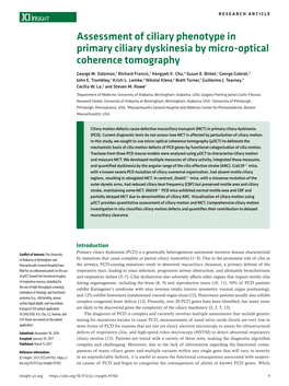 Assessment of Ciliary Phenotype in Primary Ciliary Dyskinesia by Micro-Optical Coherence Tomography