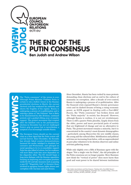 The End of the Putin Consensus Ben Judah and Andrew Wilson