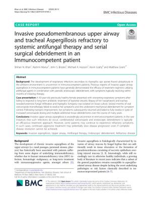 Invasive Pseudomembranous Upper Airway and Tracheal Aspergillosis
