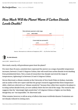 How Much Will the Planet Warm If Carbon Dioxide Levels Double? - the New York Times 23/7/20, 10:05