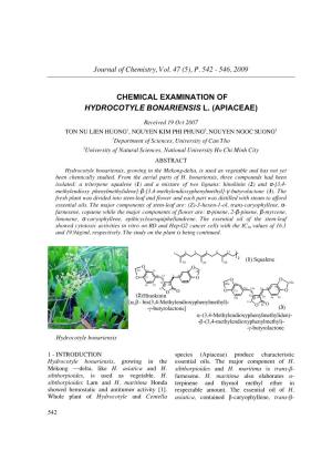 Chemical Examination of Hydrocotyle Bonariensis L. (Apiaceae)