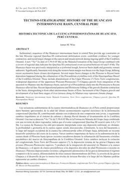 Tectono-Stratigraphic History of the Huancayo Intermontane Basin, Central Peru