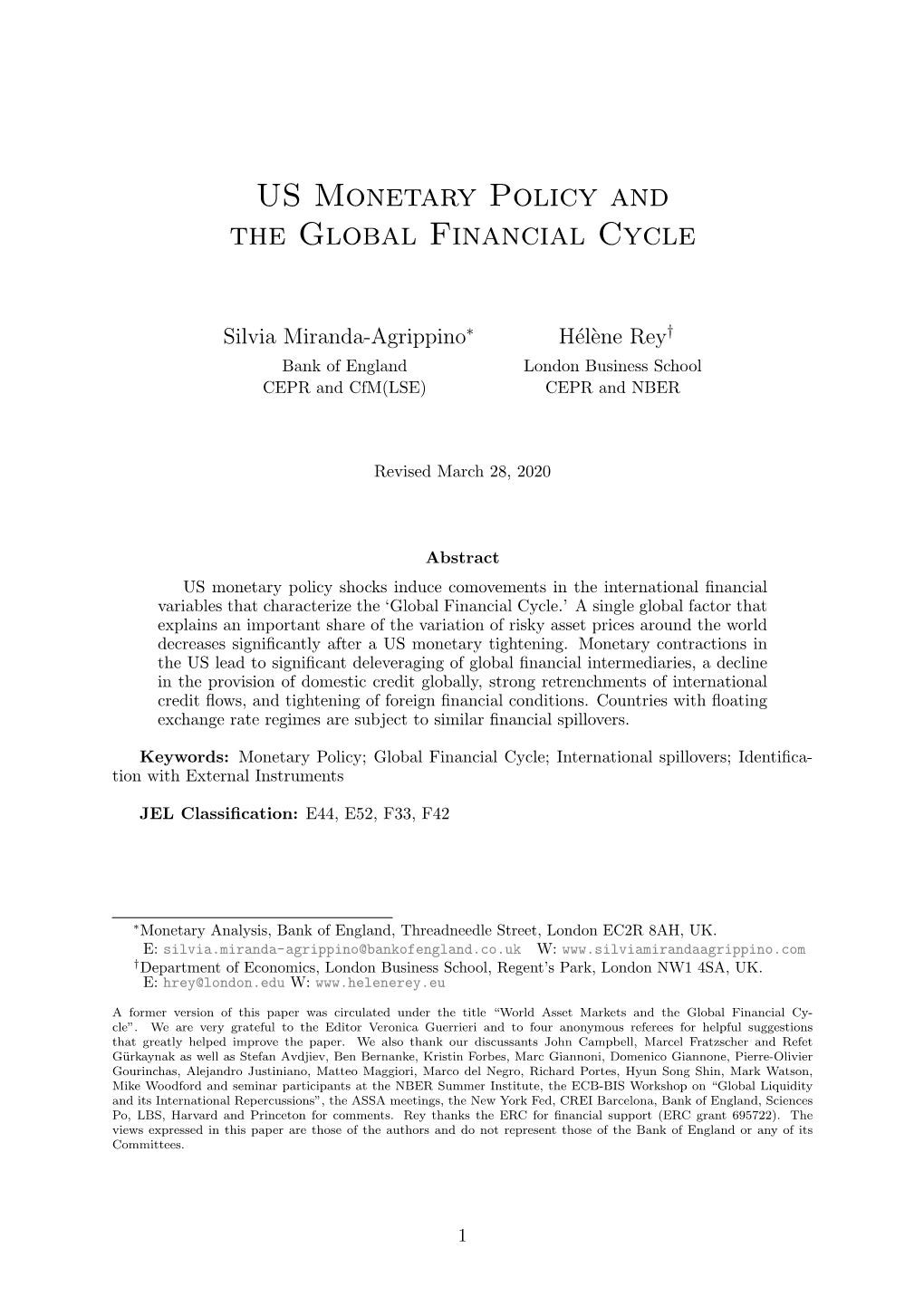US Monetary Policy and the Global Financial Cycle