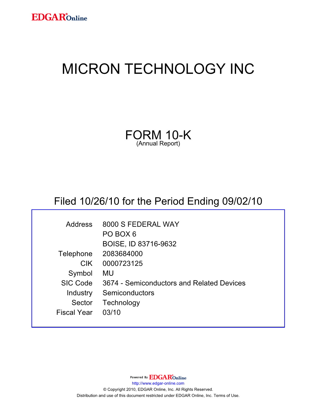 Micron Technology Inc