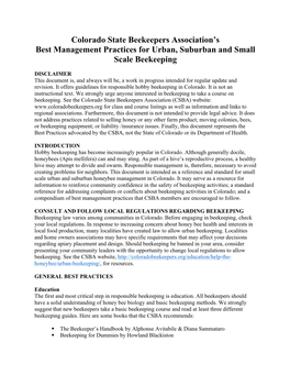 CSBA's Best Management Practices for Urban, Suburban and Small