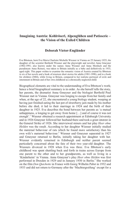 Kohlröserl, Alpenglühen Und Patisserie – the Vision of the Exiled Children Deborah Vietor-Engländer