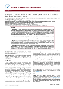 Dysregulation of Zinc and Iron Balance in Adipose Tissue From