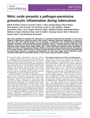 Nitric Oxide Prevents a Pathogen-Permissive Granulocytic Inflammation During Tuberculosis
