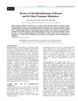 Review of Myofibroblastoma of Breast and Its Most Common Mimickers