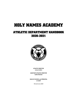 Holy Names Academy Athletic Handbook 2020-2021