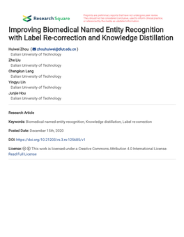 Improving Biomedical Named Entity Recognition with Label Re-Correction and Knowledge Distillation