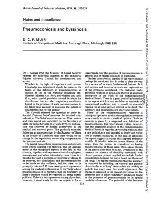 Pneumoconiosis and Byssinosis